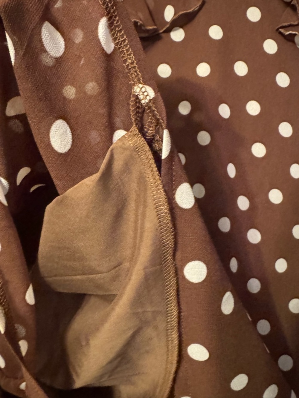 Women’s Plus Size Brown and White Polka Dot Ruffle Cottagecore Boho Top Size 3X - Picture 5 of 7